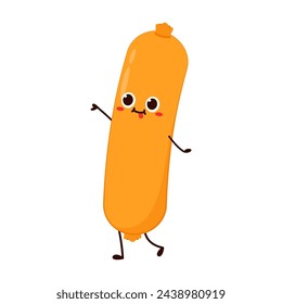 Sausage character design. Sausage on white background.