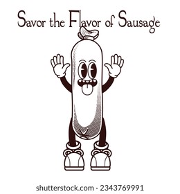 Sausage Character Design With Slogan Savor the Flavor of Sausage