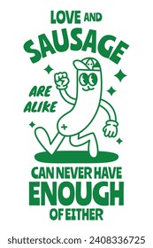 Sausage character design for website, application, printing, document, poster, sticker design, etc.