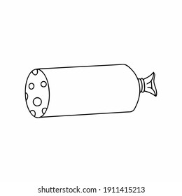 Sausage and cheese in the style of doodle. The food is meat. Ingredients for cooking food.
