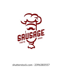 Sausage chef logo on white background 