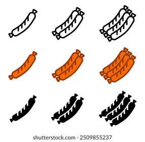 Sausage color icon. german BBQ sign. Frankfurter symbol. Bratwurst pictogram.