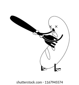 Sausage committing suicide with a fork. Fast food. Vector illustration design