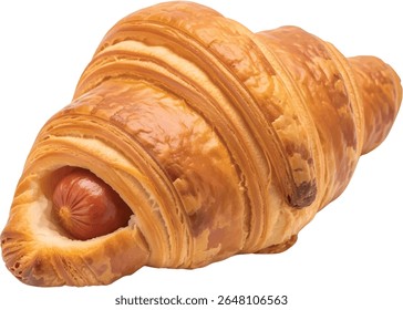 Croissants de salsicha com migalhas isoladas no fundo branco