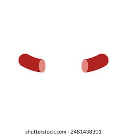 Sausage cut into pieces. Two halves of sausage. Isolated vector illustration on a white background.