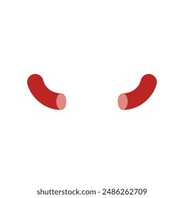 Sausage cut into pieces. Two halves of sausage. Isolated vector illustration on a white background.