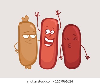 sausage cute cartoon vector design, funny cartoon