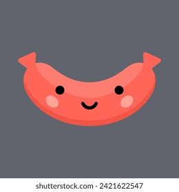Sausage cute kawaii style food vector illustration