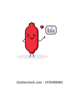 Salchicha con ilustración de caracteres lindos de datos