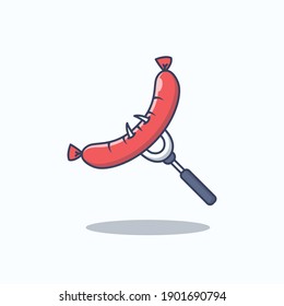 Sausage delicious vector food illustration