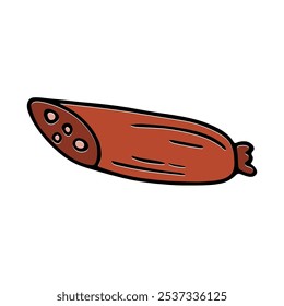 Sausage doodle, cooking nutrient. Hand-drawn protein food, proper eating, healthy diet. Sketch, minimalism, line art. Isolated. Vector illustration