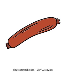 Sausage doodle, cooking nutrient. Hand-drawn protein food, proper eating, healthy diet. Sketch, minimalism, line art. Isolated. Vector illustration