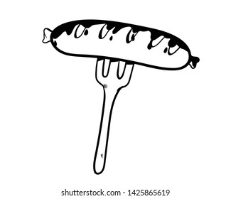 sausage doodle hand draw vector