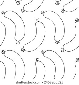 Sausage doodle seamless pattern with a black and white color suitable for background