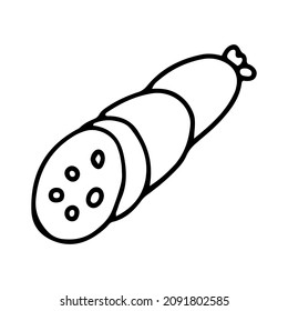 Sausage in doodle style. Isolated vector.