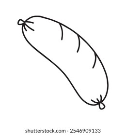 Wurst im Doodle-Stil. Vektor einzeln auf weißem Hintergrund.