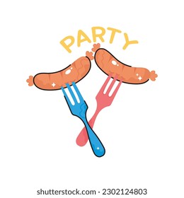 Sausage doodle vector filled outline icon. EPS 10 file