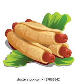 Sausage in the dough. Vector illustration.