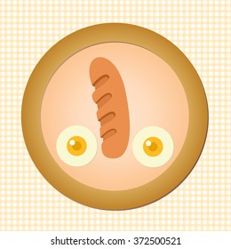 sausage and eggs on dish look like penis cartoon vector