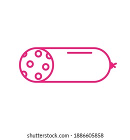 Sausage with fat is vector icon. Pictogram outline sign in flat, line design,  isolated on white for web. Symbol illustration for logo, web store illustration. Editable stroke