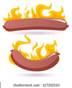 sausage in the fire barbecue vector