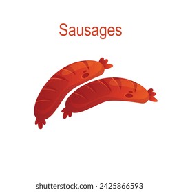 Sausage flat design vector illustration.