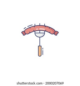 Icono plano de salchicha aislado en fondo blanco 