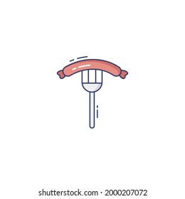 sausage Flat Icon Isolated On White Background 