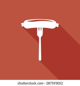 sausage flat icon with a long shadow