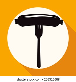 sausage flat icon with long shadow