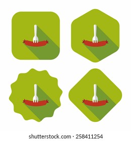 sausage flat icon with long shadow,eps10