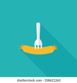 sausage flat icon with long shadow,eps10