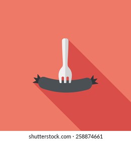 sausage flat icon with long shadow,eps10