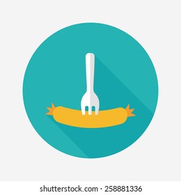 sausage flat icon with long shadow,eps10