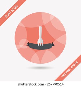 sausage flat icon with long shadow,eps10