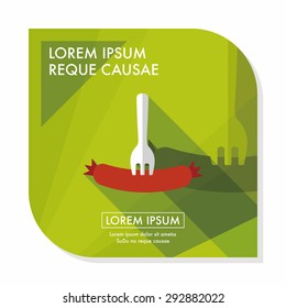sausage flat icon with long shadow,eps10