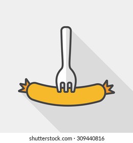 sausage flat icon with long shadow,eps10