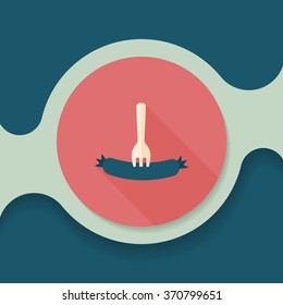 sausage flat icon with long shadow,eps10