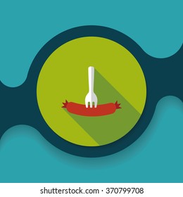 sausage flat icon with long shadow,eps10
