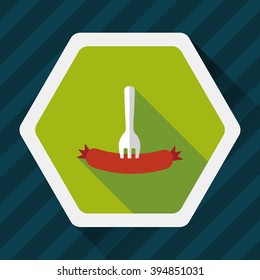 sausage flat icon with long shadow,eps10