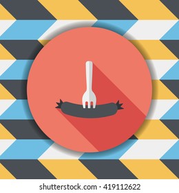 sausage flat icon with long shadow,eps10