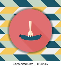 sausage flat icon with long shadow,eps10
