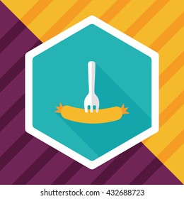 sausage flat icon with long shadow,eps10