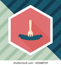 sausage flat icon with long shadow,eps10