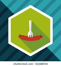 sausage flat icon with long shadow,eps10