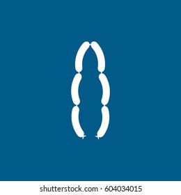 Sausage Flat Icon On Blue Background