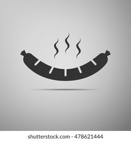 Sausage flat icon on grey background. Vector Illustration