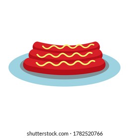 Elemento Sausage Flat Icon Vector Ilustración de Comida Rápida