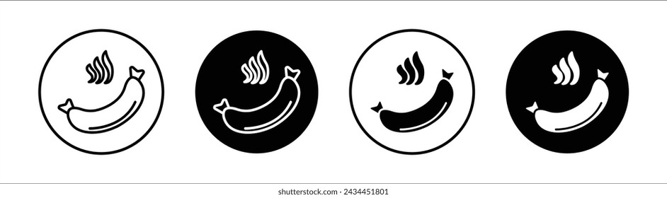 Juego de iconos de línea plana de salchichas. Vector de ilustración de línea fina de salchicha