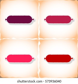 Sausage. Flat sticker with shadow on old paper. Vector illustration